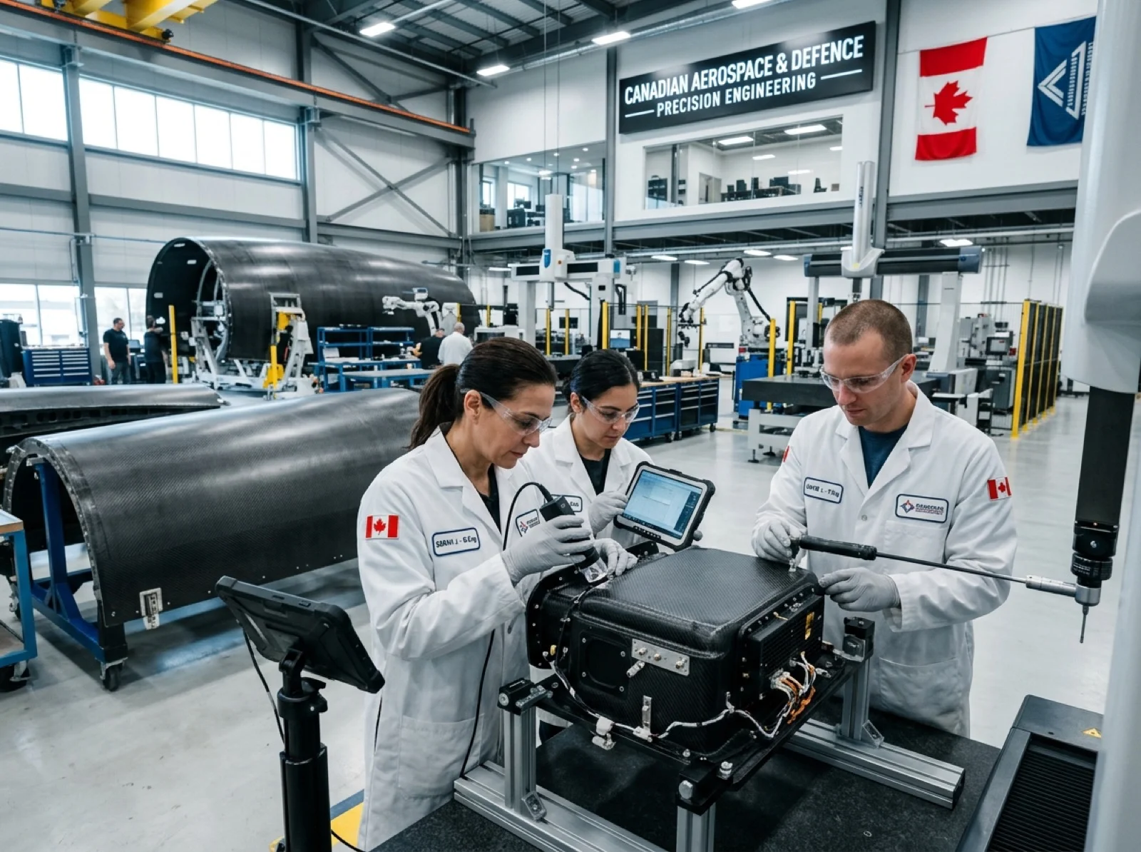 Assemblage aérospatial dans une installation industrielle