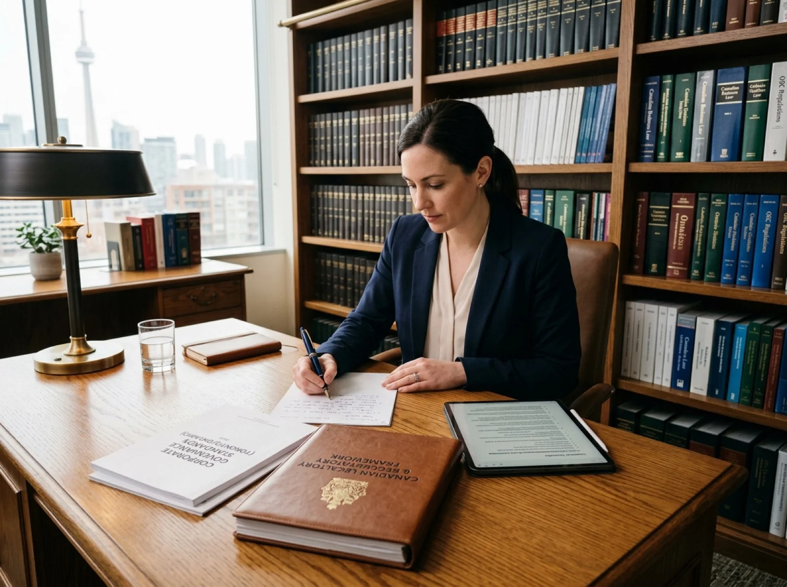 Examen de documents à un bureau